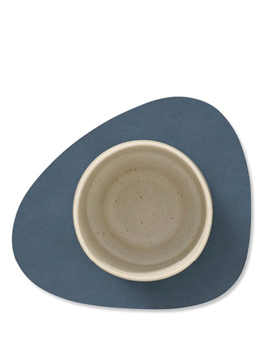 LIND DNA Nupo onderzetter van leer - detail 2 donkerblauw