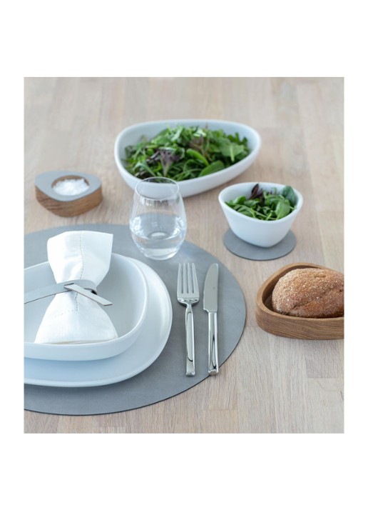 LIND DNA Table Mat Circle placemat van  leer 40 cm - detail 4 grijs