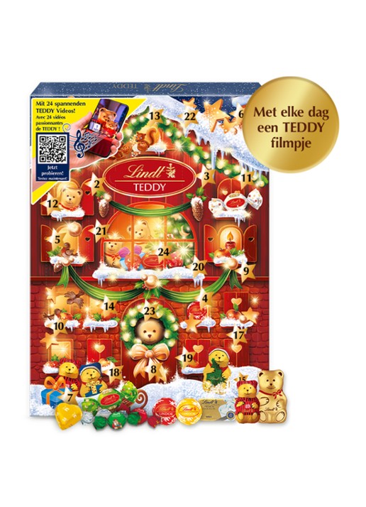 Lindt Teddy adventskalender met chocolade - 24 dagen