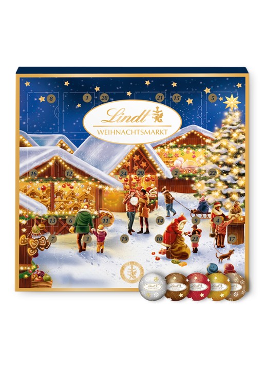 Lindt Xmas Market adventskalender met chocolade - 24 dagen