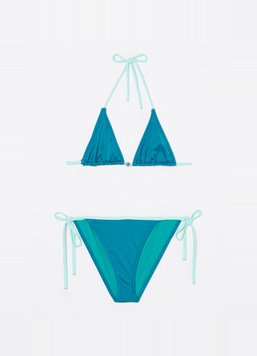 Lison Paris Bermudes bikini met glanzende finish - voorkant zeegroen