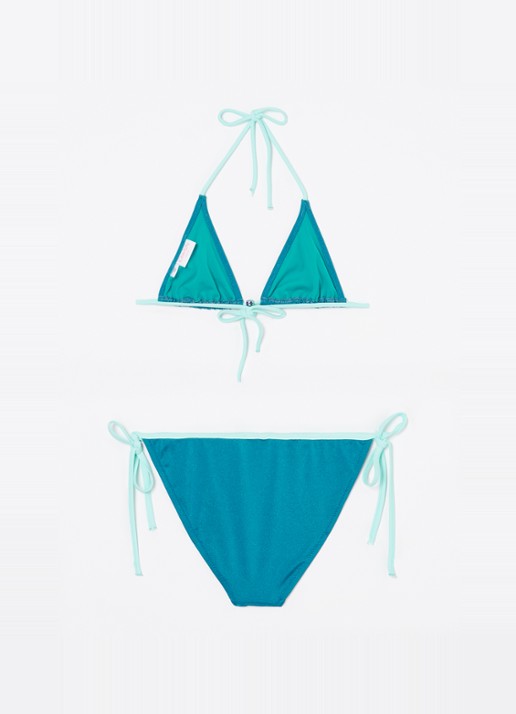 Lison Paris Bermudes bikini met glanzende finish - voorkant 2 zeegroen