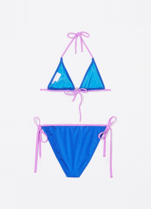Lison Paris Bermudes bikini met glanzende finish - voorkant 2 blauw