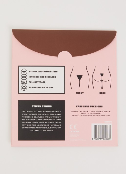 Litchy Sticky plak string - voorkant 2 donkerbruin
