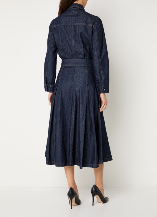 Liu Jo Abito midi denim tuniekjurk met plooidetail - achterkant 4 indigo