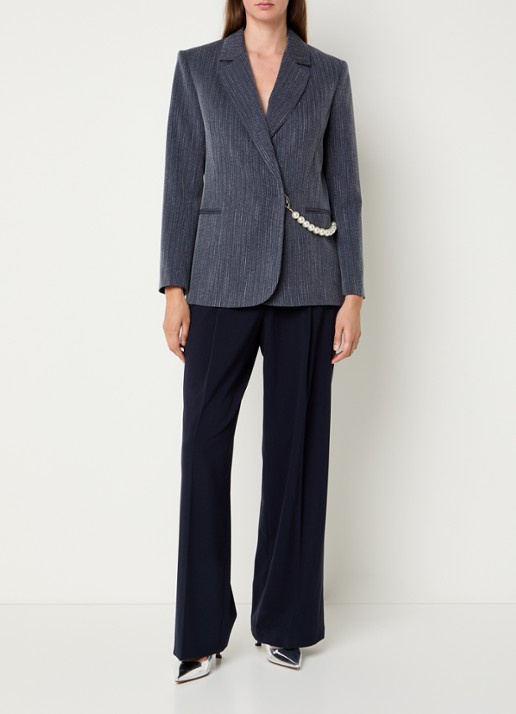 Liu Jo Blazer met imitatieparels en paspelzakken - voorkant 4 donkerblauw