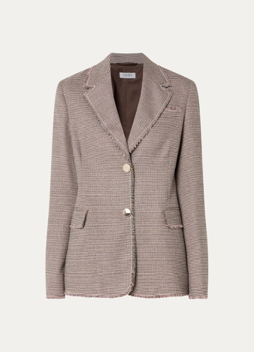 Liu Jo Blazer met pied-de-poule dessin - voorkant 3 camel