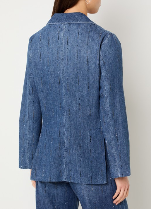 Liu Jo Blazer van denim met strass - achterkant indigo