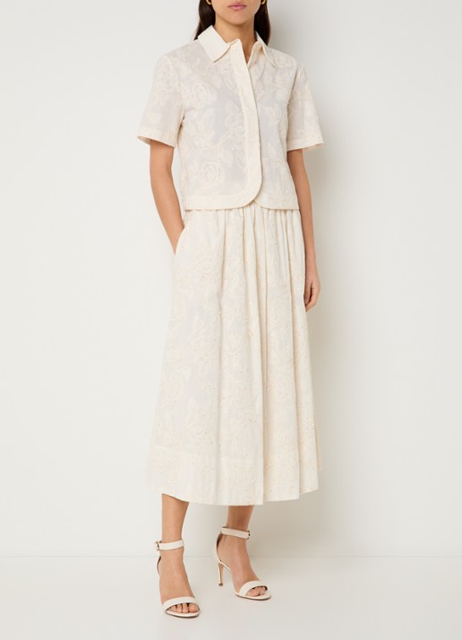 Liu Jo Blouse met bloemborduring - voorkant 2 creme