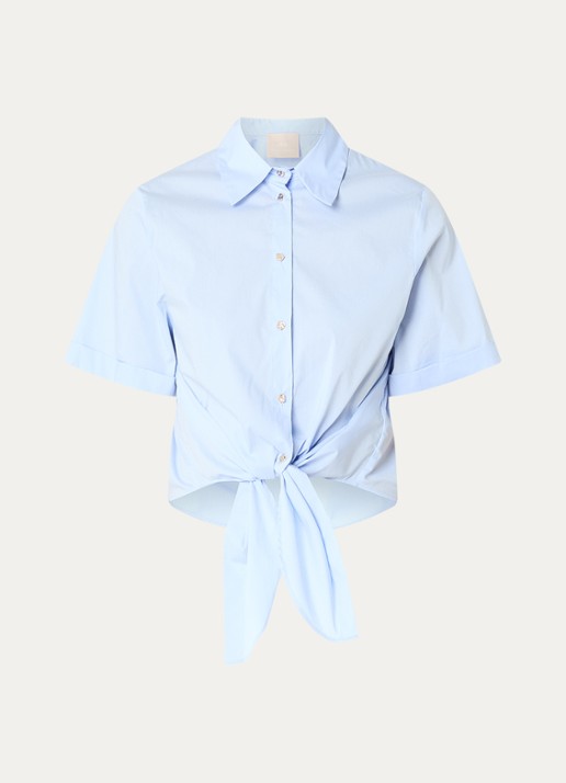 Liu Jo Blouse met gestrikt detail - voorkant 2 lichtblauw