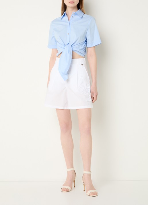 Liu Jo Blouse met gestrikt detail - voorkant 3 lichtblauw