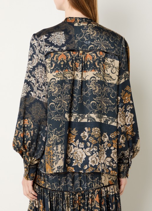 Liu Jo Blouse met print en ballonmouw - achterkant donkerblauw