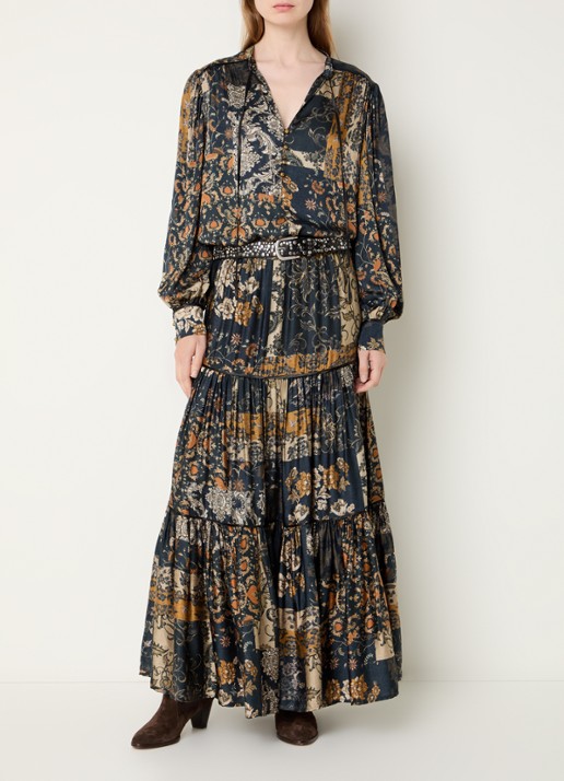 Liu Jo Blouse met print en ballonmouw - voorkant 4 donkerblauw