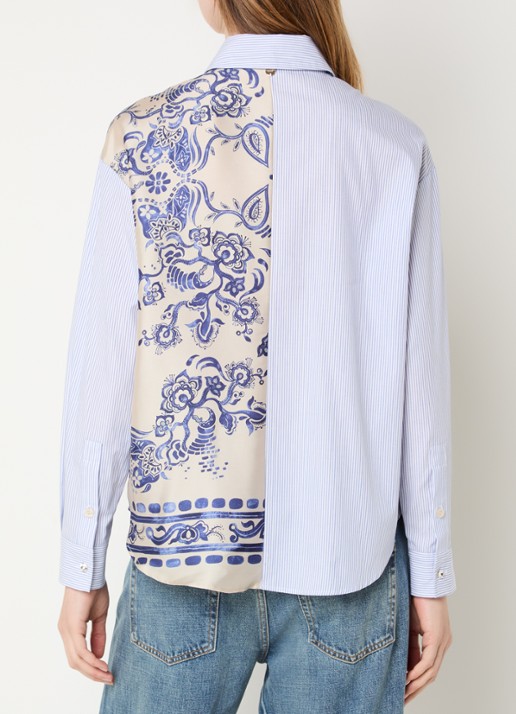 Liu Jo Blouse met print en borstzak - achterkant blauwgrijs