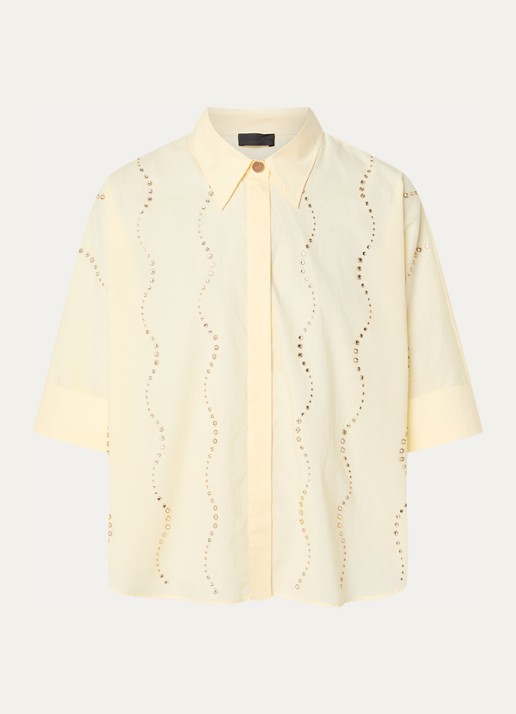 Liu Jo Blouse met strass - voorkant 3 lichtgeel
