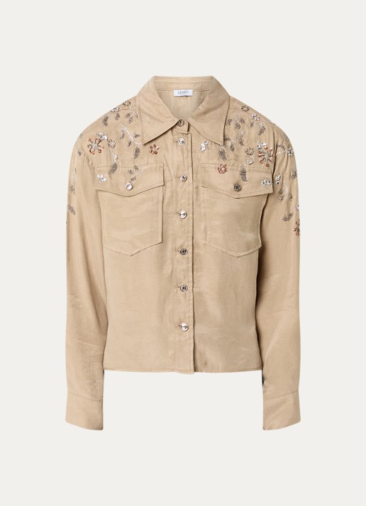 Liu Jo Blouse met strass - voorkant donkerbeige