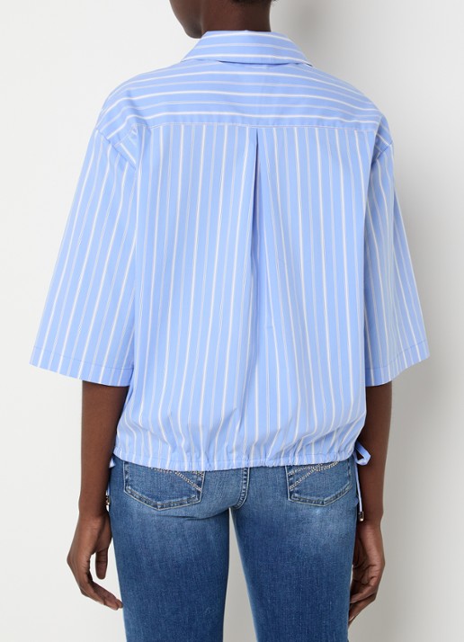 Liu Jo Blouse met streepprint en trekkoord - achterkant 3 donkerblauw