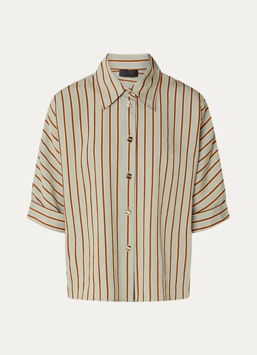 Liu Jo Blouse met streepprint - voorkant lindegroen