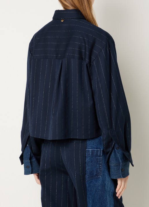 Liu Jo Blouse met streepprint - achterkant donkerblauw