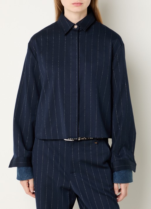 Liu Jo Blouse met streepprint - detail 4 donkerblauw