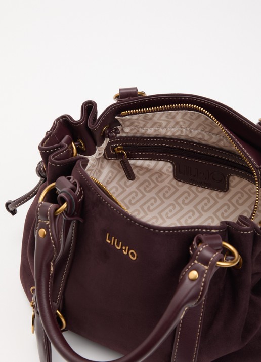 Liu Jo Boston handtas met afneembare schouderriem - detail aubergine