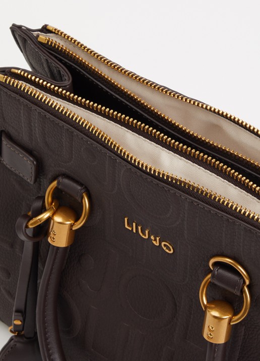 Liu Jo Boston handtas met logoprint en tasbedel  - detail 2 donkerbruin