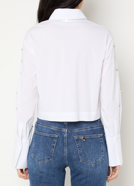 Liu Jo Cropped blouse met strass - achterkant wit