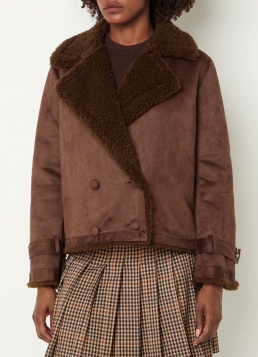 Liu Jo Double-breasted lammy coat van imitatiesuède met teddy voering