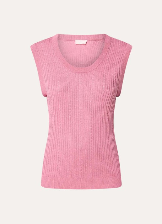 Liu Jo Fijngebreide mouwloze top met lurex - voorkant roze