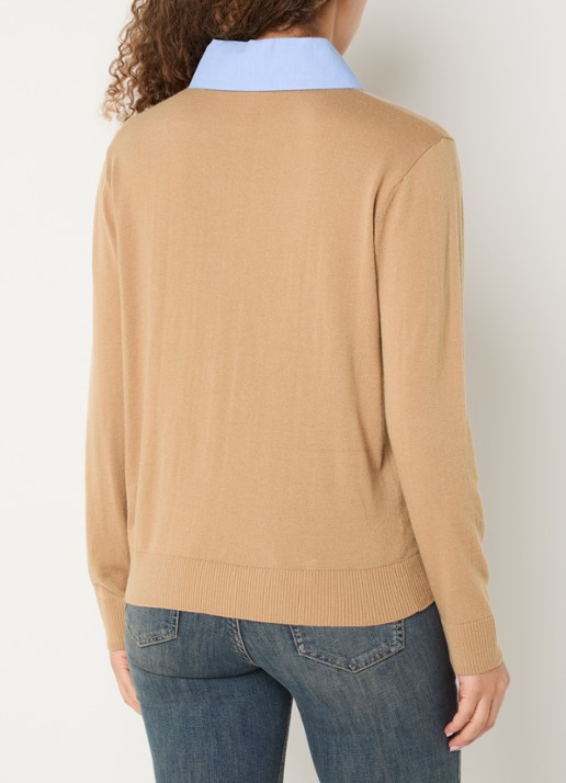 Liu Jo Fijngebreide pullover in wolblend met kraag - achterkant 2 camel