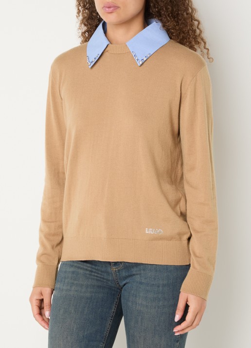 Liu Jo Fijngebreide pullover in wolblend met kraag