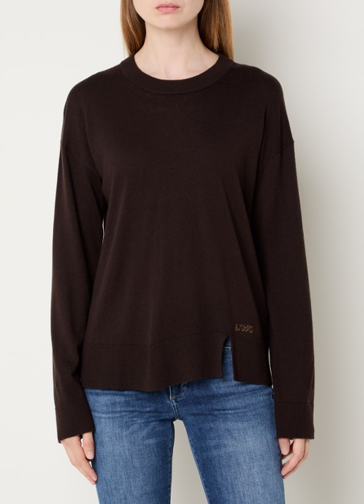 Liu Jo Fijngebreide pullover in wolblend met ronde hals