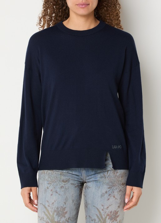 Liu Jo Fijngebreide pullover in wolblend met ronde hals