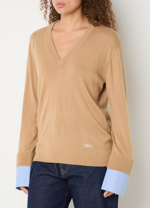 Liu Jo Fijngebreide pullover in wolblend met V-hals