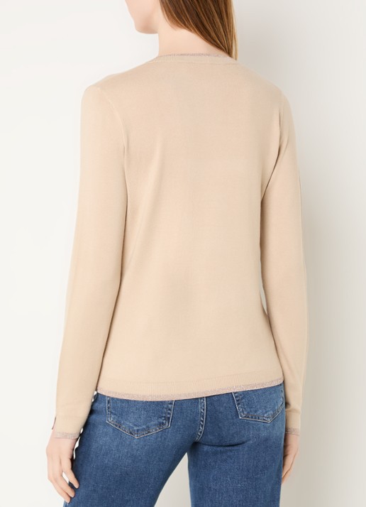 Liu Jo Fijngebreide pullover met strass - achterkant 2 beige