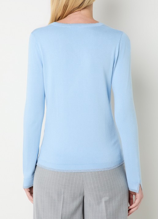 Liu Jo Fijngebreide pullover met strass - achterkant lichtblauw