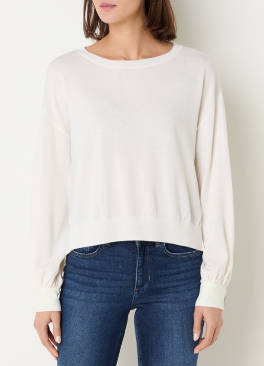Liu Jo Fijngebreide pullover van wol met ronde hals