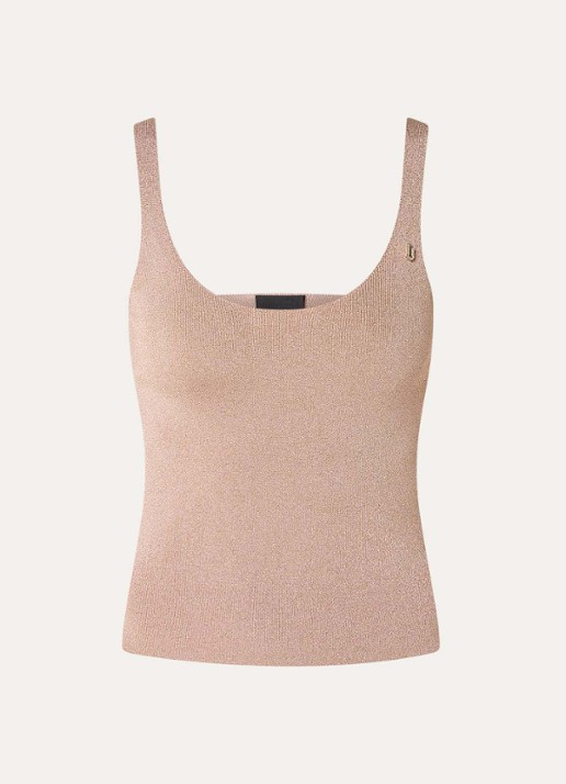 Liu Jo Fijngebreide tanktop met lurex - voorkant 2 donkerbeige