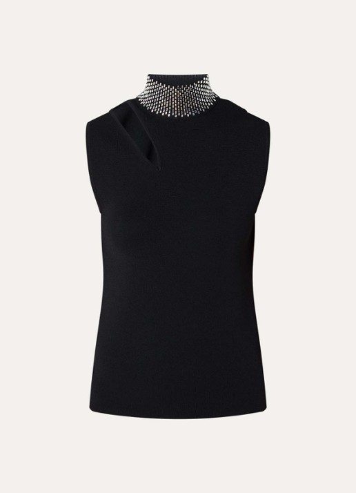 Liu Jo Fijngebreide top met strass en cut-out detail - voorkant 3 zwart
