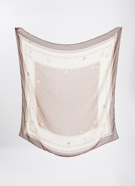 Liu Jo Foulard sjaal met logoprint en glitter  - detail 2 bruin