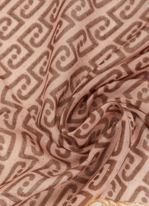 Liu Jo Foulard sjaal met logoprint en glitter  - detail 3 bruin