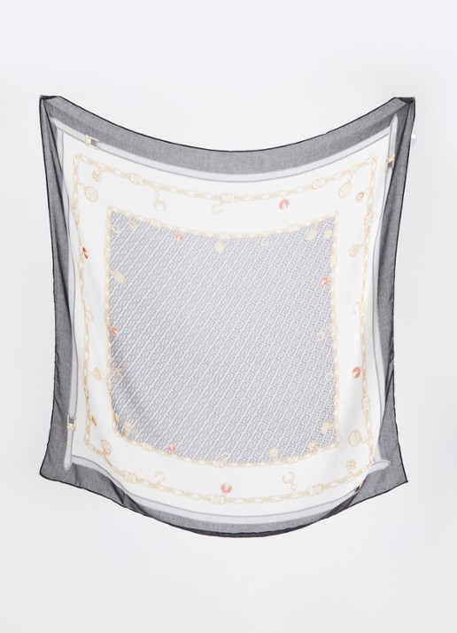 Liu Jo Foulard sjaal met logoprint en glitter  - detail zwart