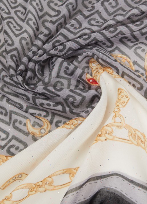 Liu Jo Foulard sjaal met logoprint en glitter  - detail 2 zwart