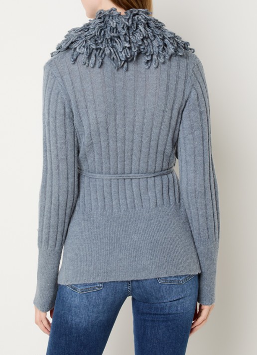 Liu Jo Grofgebreid openvallend vest in alpaca wolblend - achterkant 4 staalblauw