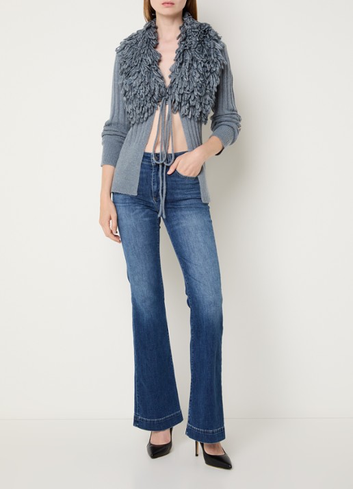 Liu Jo Grofgebreid openvallend vest in alpaca wolblend - voorkant 2 staalblauw