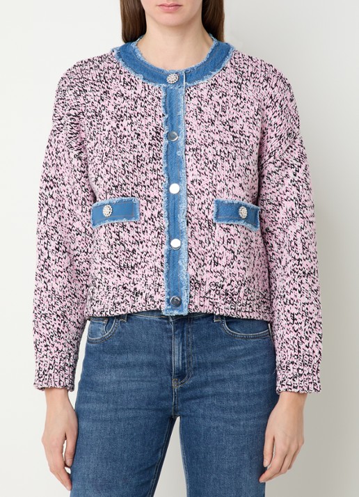 Liu Jo Grofgebreid vest met details van denim