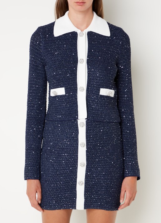 Liu Jo Grofgebreid vest met sierknopen - detail 4 blauw