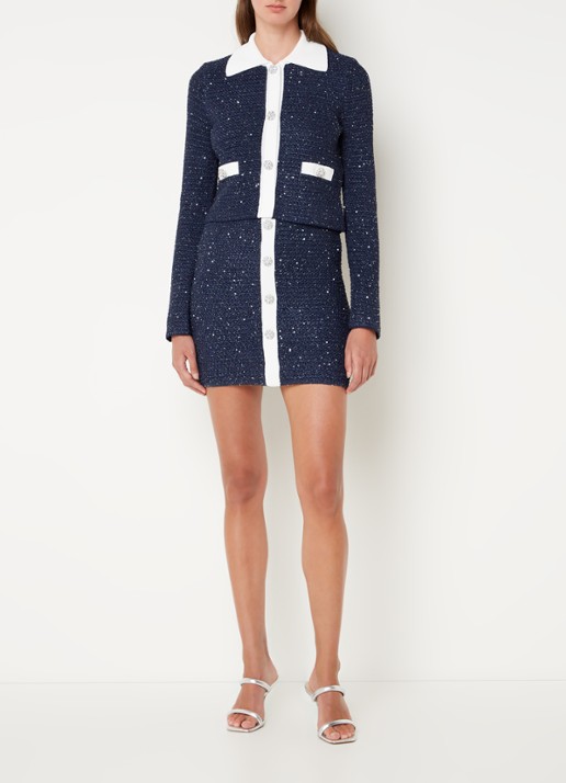 Liu Jo Grofgebreid vest met sierknopen - voorkant 2 blauw