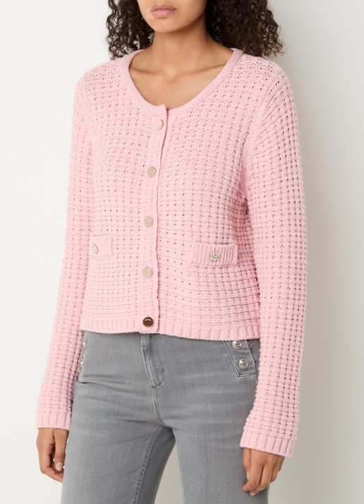 Liu Jo Grofgebreid vest met sierknopen