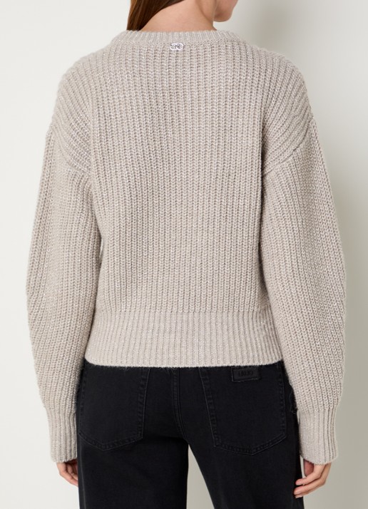 Liu Jo Grofgebreide trui in alpaca wolblend met lurex - achterkant beige